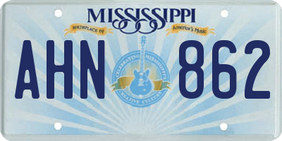 MS license plate AHN862