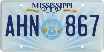 MS license plate AHN867