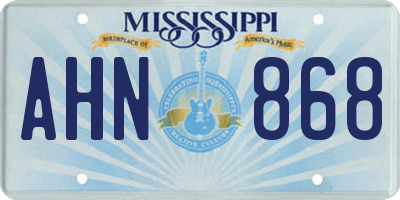 MS license plate AHN868