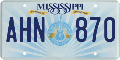 MS license plate AHN870