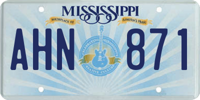 MS license plate AHN871
