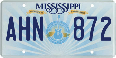 MS license plate AHN872
