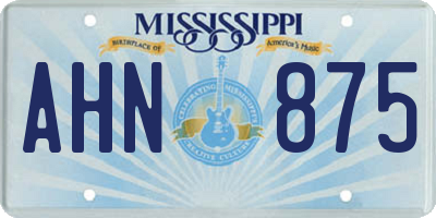 MS license plate AHN875