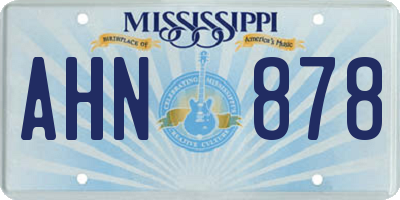 MS license plate AHN878