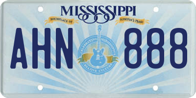 MS license plate AHN888