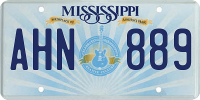 MS license plate AHN889