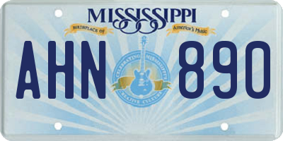 MS license plate AHN890