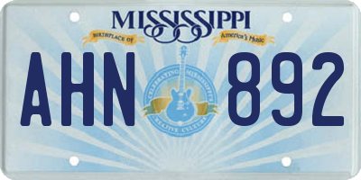 MS license plate AHN892