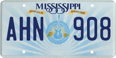 MS license plate AHN908