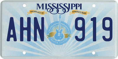 MS license plate AHN919