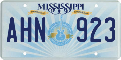 MS license plate AHN923