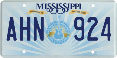 MS license plate AHN924
