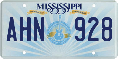 MS license plate AHN928