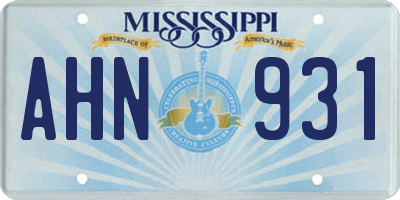 MS license plate AHN931