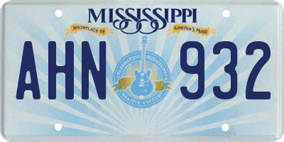 MS license plate AHN932