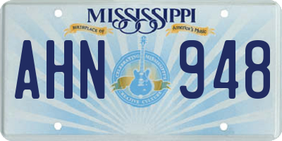 MS license plate AHN948