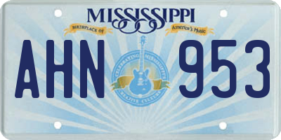 MS license plate AHN953