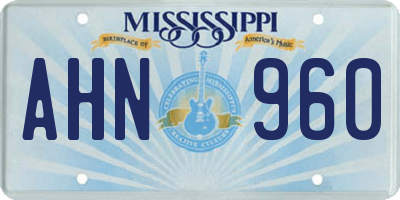 MS license plate AHN960