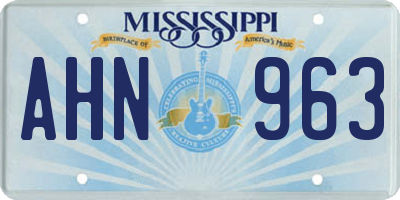 MS license plate AHN963