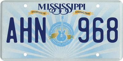 MS license plate AHN968