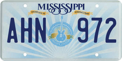 MS license plate AHN972