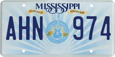 MS license plate AHN974