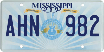 MS license plate AHN982