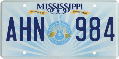 MS license plate AHN984