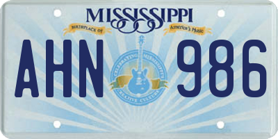 MS license plate AHN986