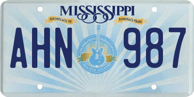 MS license plate AHN987
