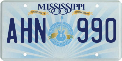 MS license plate AHN990