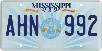 MS license plate AHN992