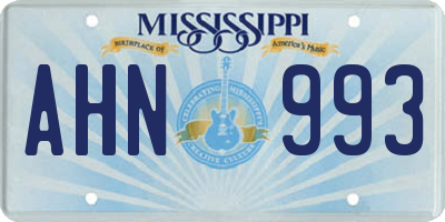 MS license plate AHN993