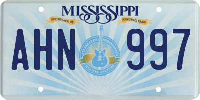 MS license plate AHN997