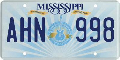 MS license plate AHN998