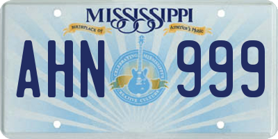 MS license plate AHN999