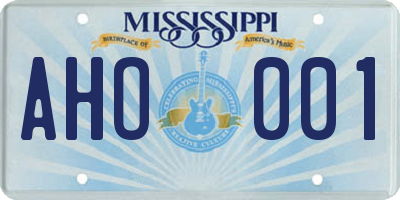 MS license plate AHO001