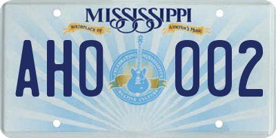 MS license plate AHO002