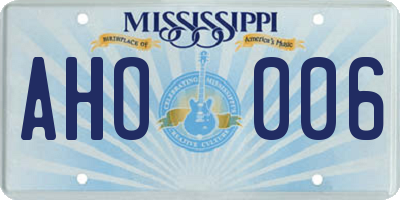 MS license plate AHO006