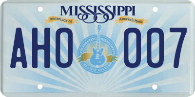 MS license plate AHO007