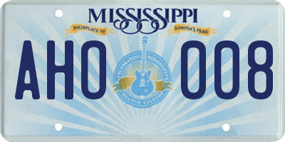 MS license plate AHO008