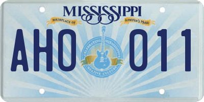 MS license plate AHO011