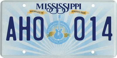 MS license plate AHO014