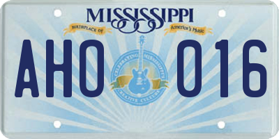 MS license plate AHO016