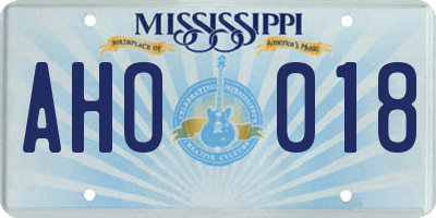 MS license plate AHO018