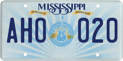 MS license plate AHO020