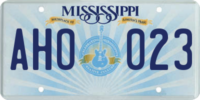 MS license plate AHO023