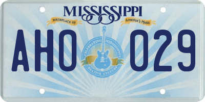 MS license plate AHO029