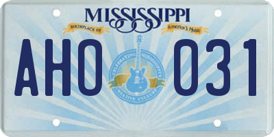 MS license plate AHO031