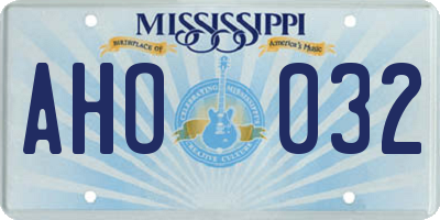 MS license plate AHO032